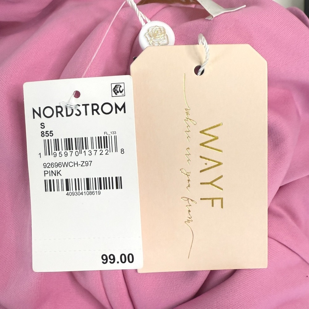 Wayf Nordstrom Pink Maxi Dress Size S Front Slit‎ Front Long Bodycon Bustier NWT - Picture 3 of 10